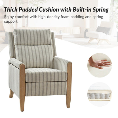 Suares Transitional Nailhead Manual Recliner with Solid Wood Legs by HULALA HOME
