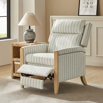 Suares Transitional Nailhead Manual Recliner with Solid Wood Legs by HULALA HOME