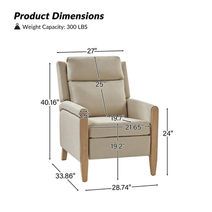Suares Transitional Nailhead Manual Recliner with Solid Wood Legs by HULALA HOME