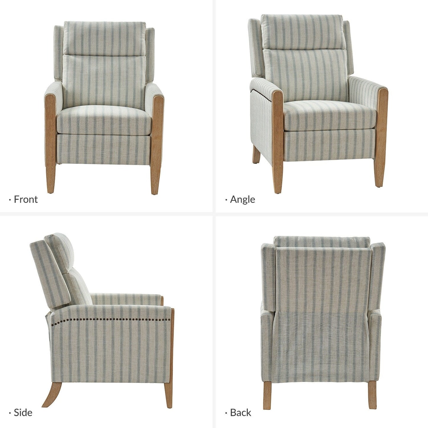 Suares Transitional Nailhead Manual Recliner with Solid Wood Legs by HULALA HOME