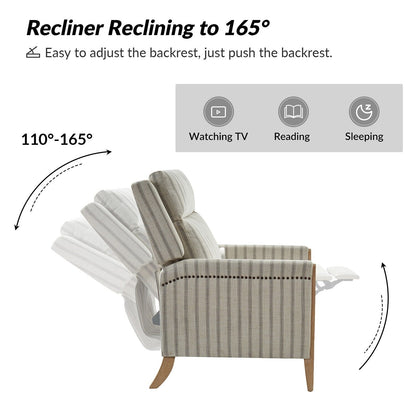 Suares Transitional Nailhead Manual Recliner with Solid Wood Legs by HULALA HOME