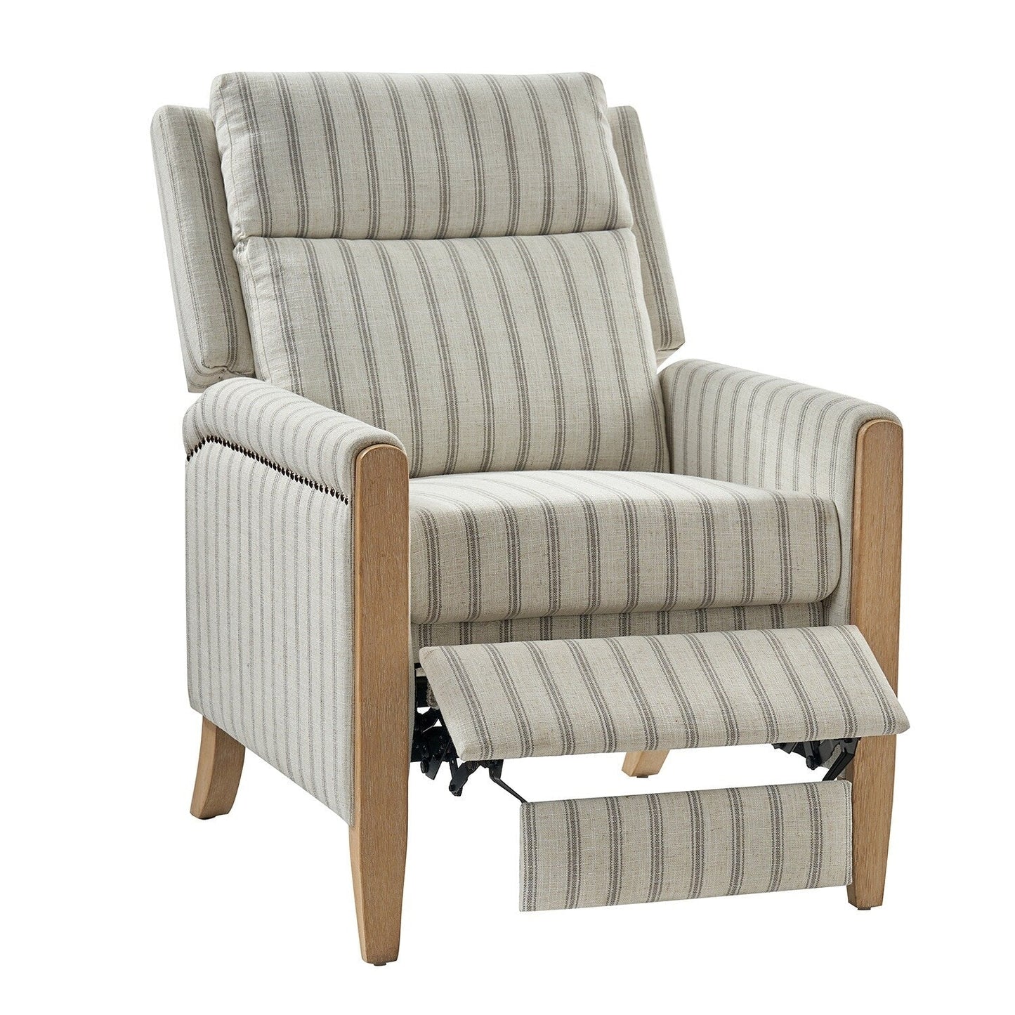 Suares Transitional Nailhead Manual Recliner with Solid Wood Legs by HULALA HOME