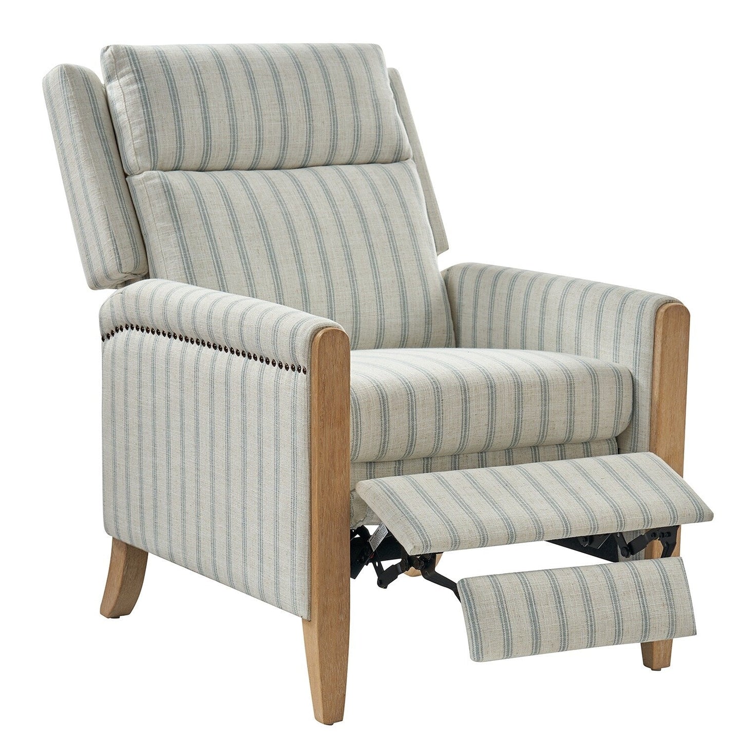 Suares Transitional Nailhead Manual Recliner with Solid Wood Legs by HULALA HOME