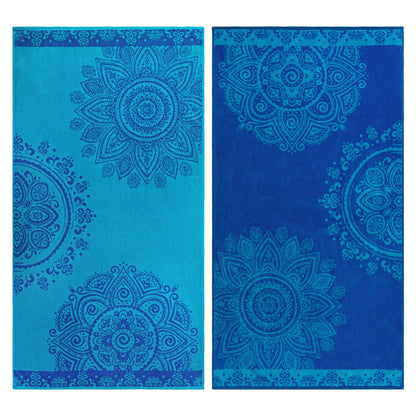 Floral Mandala Cotton Oversized 2-Piece Beach Towel Set by Superior
