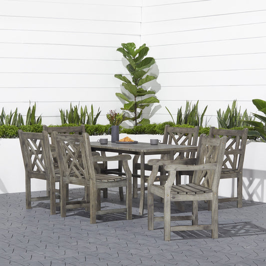 Surfside Hardwood 7-piece Rectangular Table and Armchair Outdoor Dining Set by Havenside Home