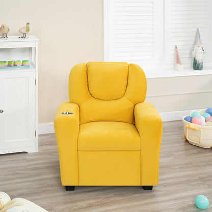 PVC Kids Recliner Chair with Push-Back Reclining Function, Cup Holder, and Comfortable Footres