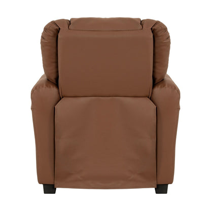 PVC Kids Recliner Chair with Push-Back Reclining Function, Cup Holder, and Comfortable Footres