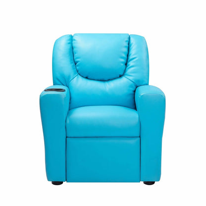 PVC Kids Recliner Chair with Push-Back Reclining Function, Cup Holder, and Comfortable Footres