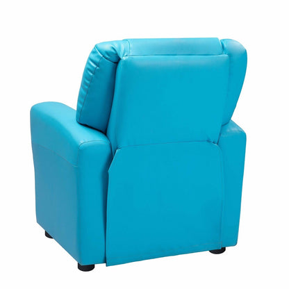 PVC Kids Recliner Chair with Push-Back Reclining Function, Cup Holder, and Comfortable Footres