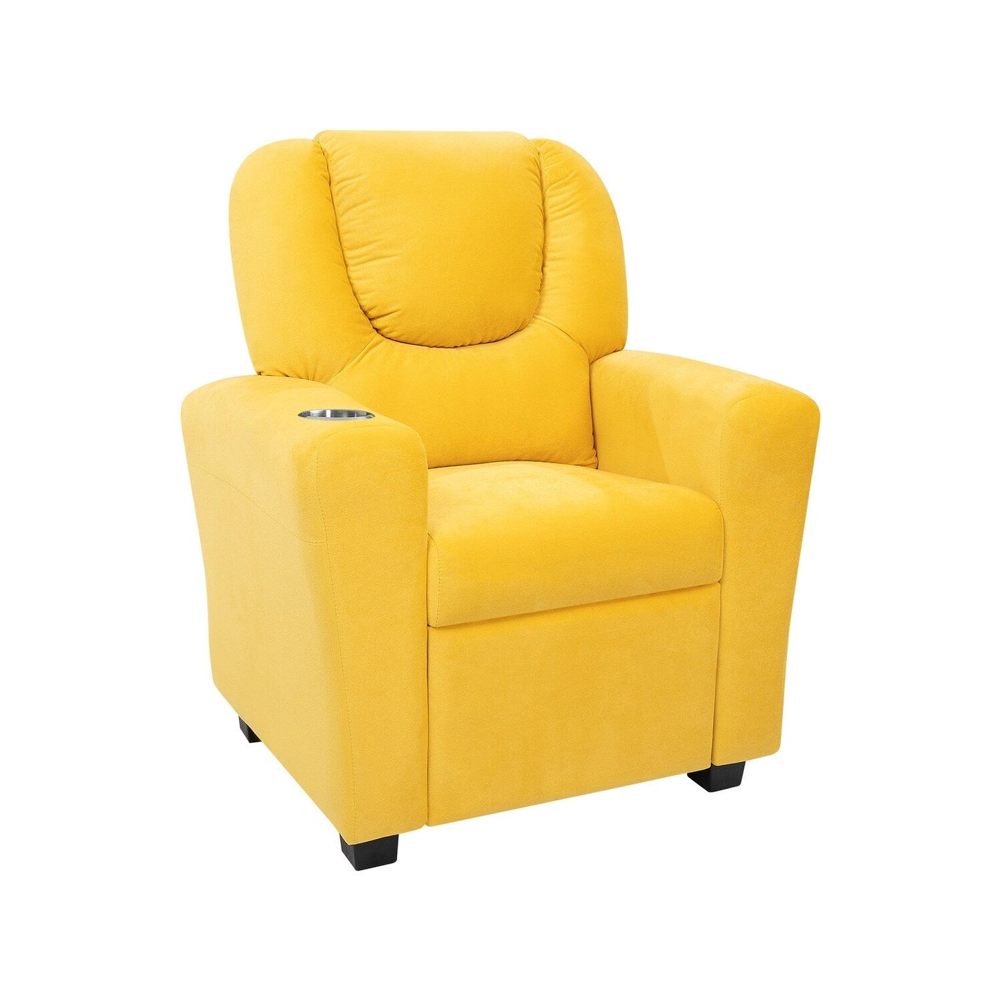 PVC Kids Recliner Chair with Push-Back Reclining Function, Cup Holder, and Comfortable Footres