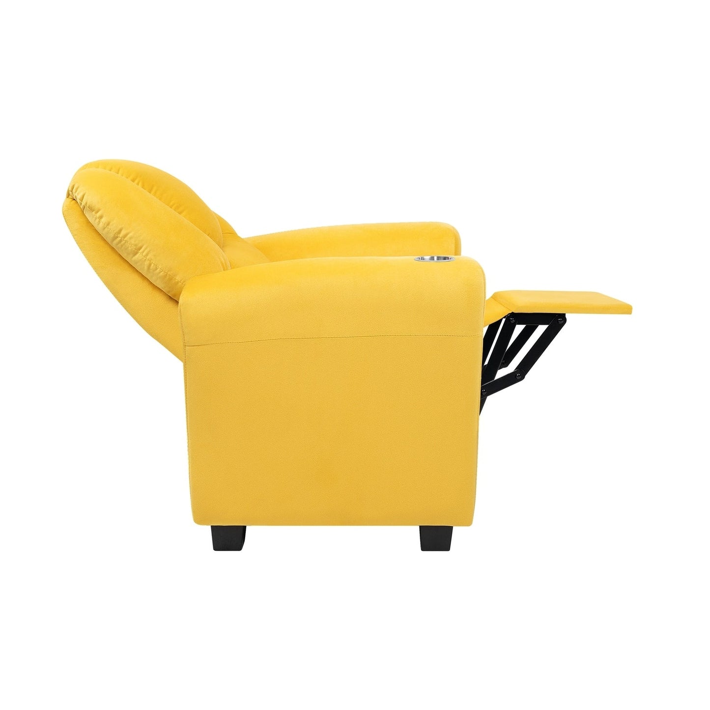 PVC Kids Recliner Chair with Push-Back Reclining Function, Cup Holder, and Comfortable Footres