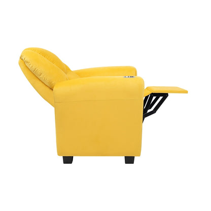 PVC Kids Recliner Chair with Push-Back Reclining Function, Cup Holder, and Comfortable Footres