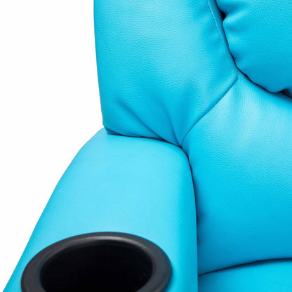 PVC Kids Recliner Chair with Push-Back Reclining Function, Cup Holder, and Comfortable Footres
