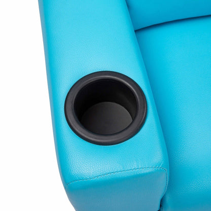 PVC Kids Recliner Chair with Push-Back Reclining Function, Cup Holder, and Comfortable Footres