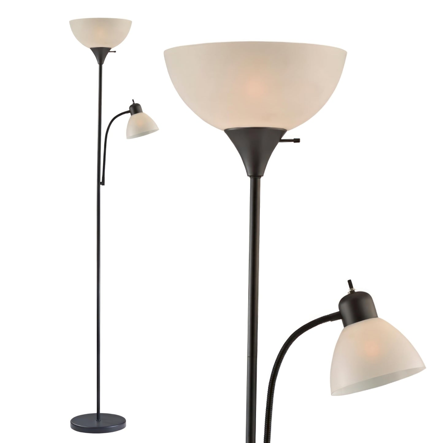 LIGHTACCENTS White Floor Lamp with Opal White Cone Shade – Standing Lamps, Torch Floor Lamps for Living Room, Bedroom...