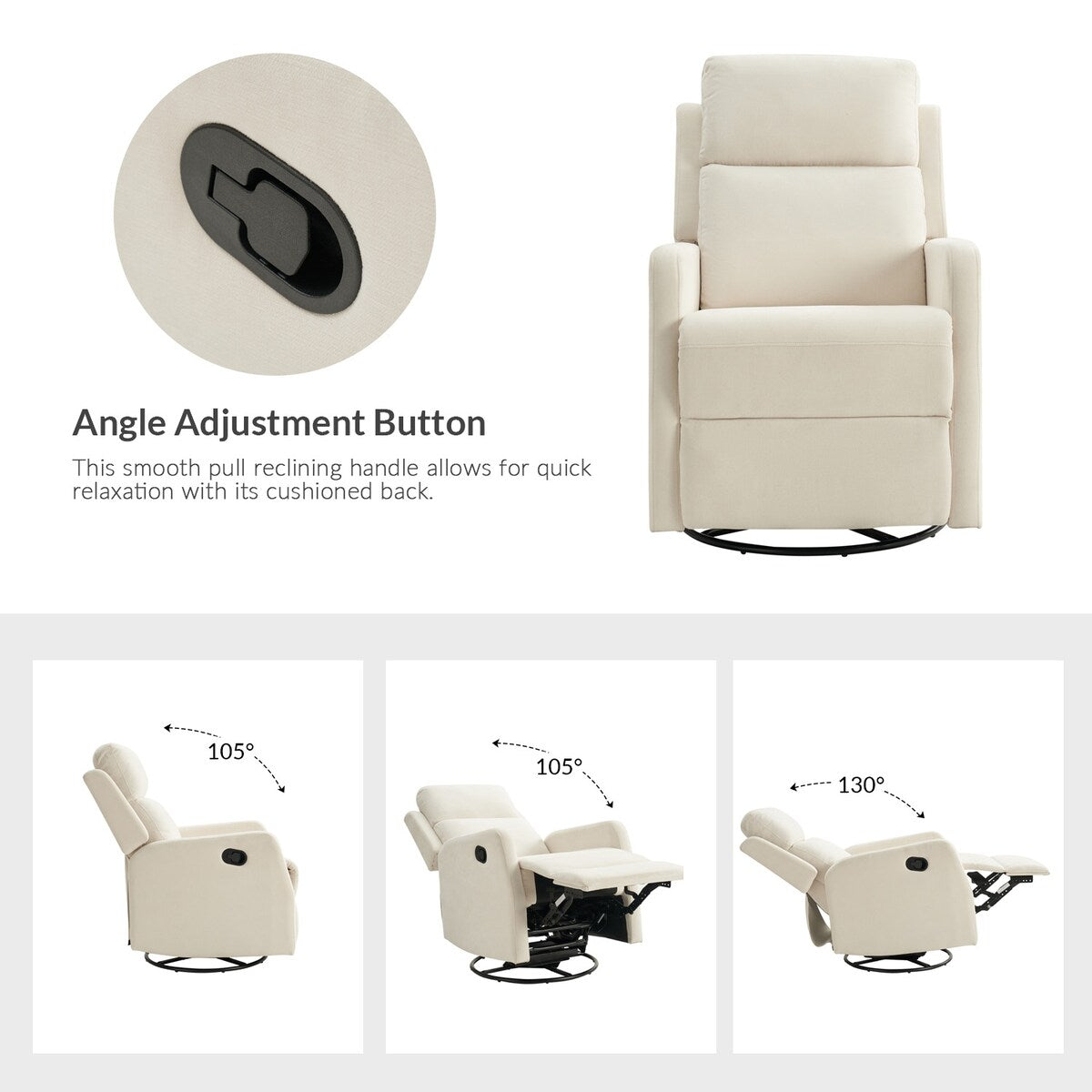 Julian Modern Swivel Rocker Manual Recliner by HULALA HOME