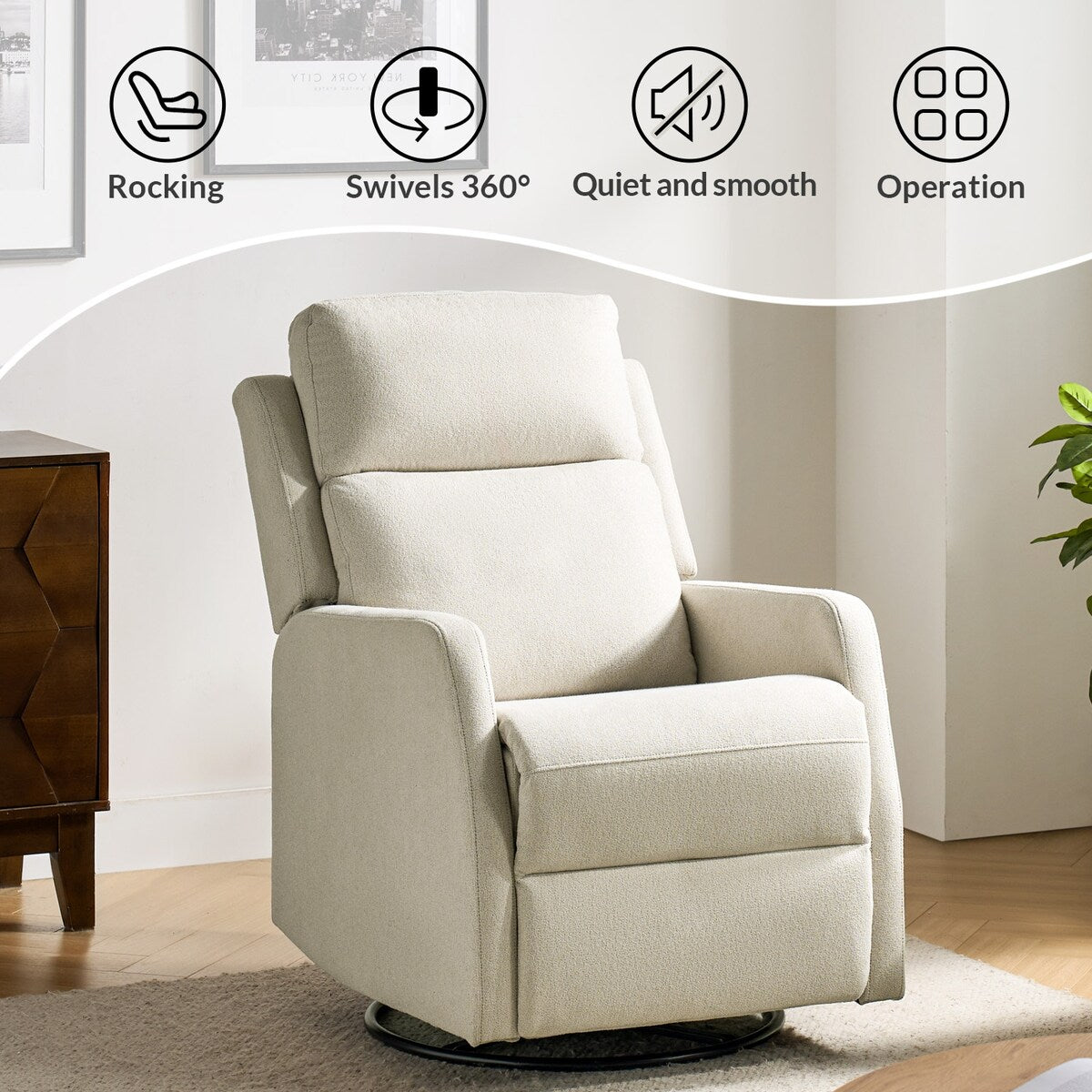 Julian Modern Swivel Rocker Manual Recliner by HULALA HOME