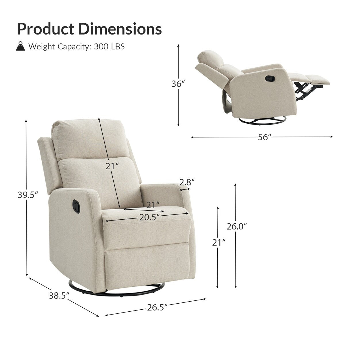Julian Modern Swivel Rocker Manual Recliner by HULALA HOME