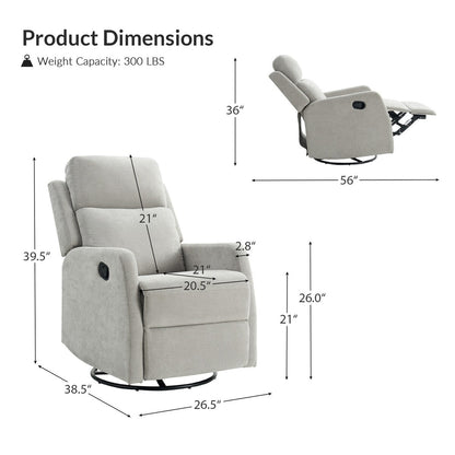Julian Modern Swivel Rocker Manual Recliner by HULALA HOME