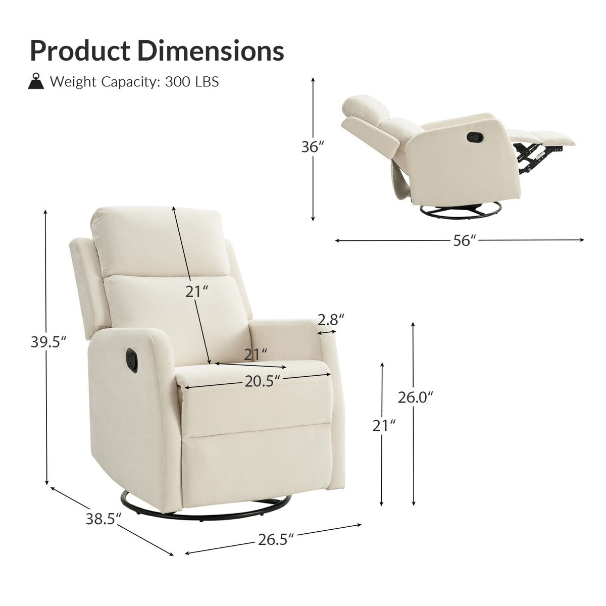 Julian Modern Swivel Rocker Manual Recliner by HULALA HOME