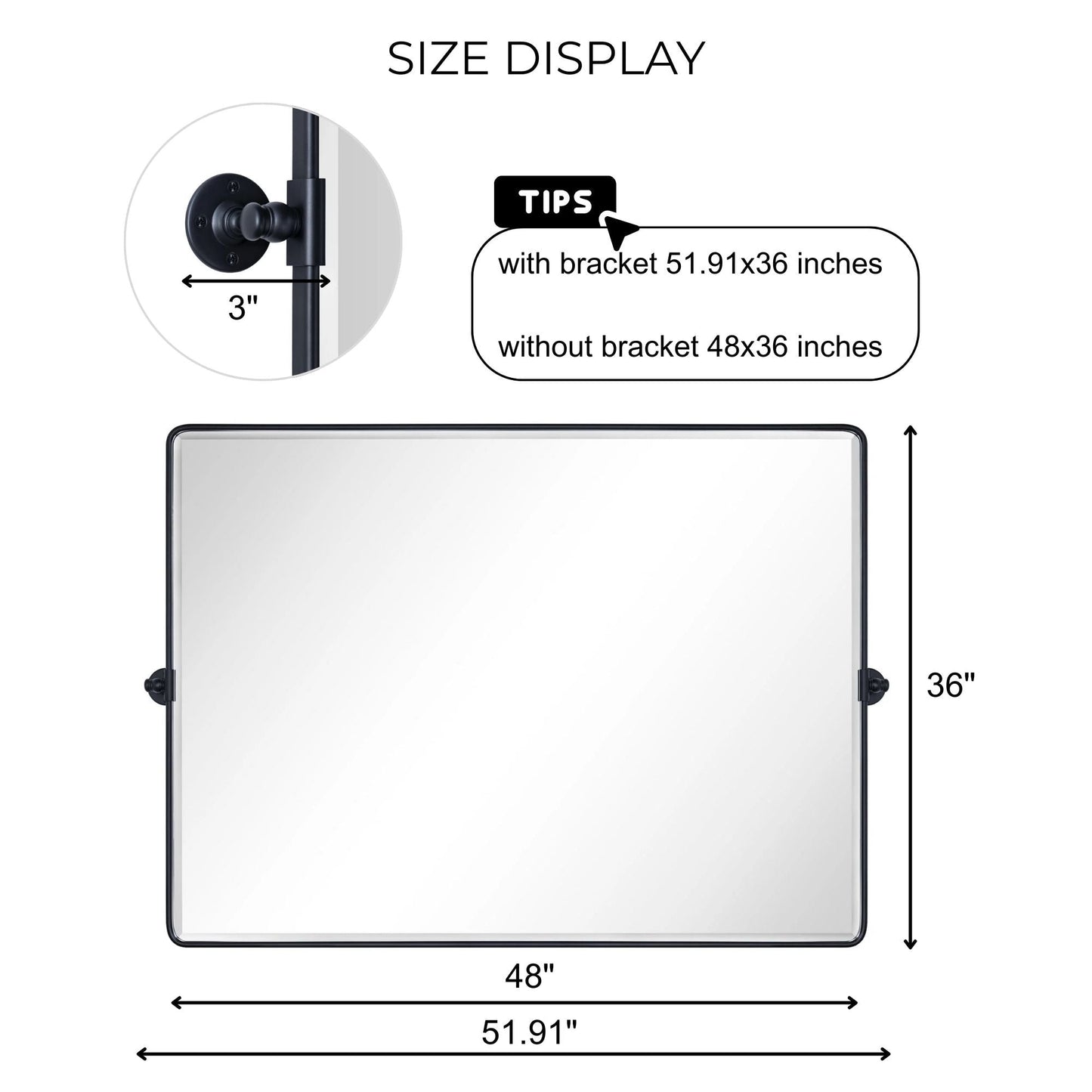 TEHOME Lutalo horizontal Beveled Bathroom / Vanity Mirror