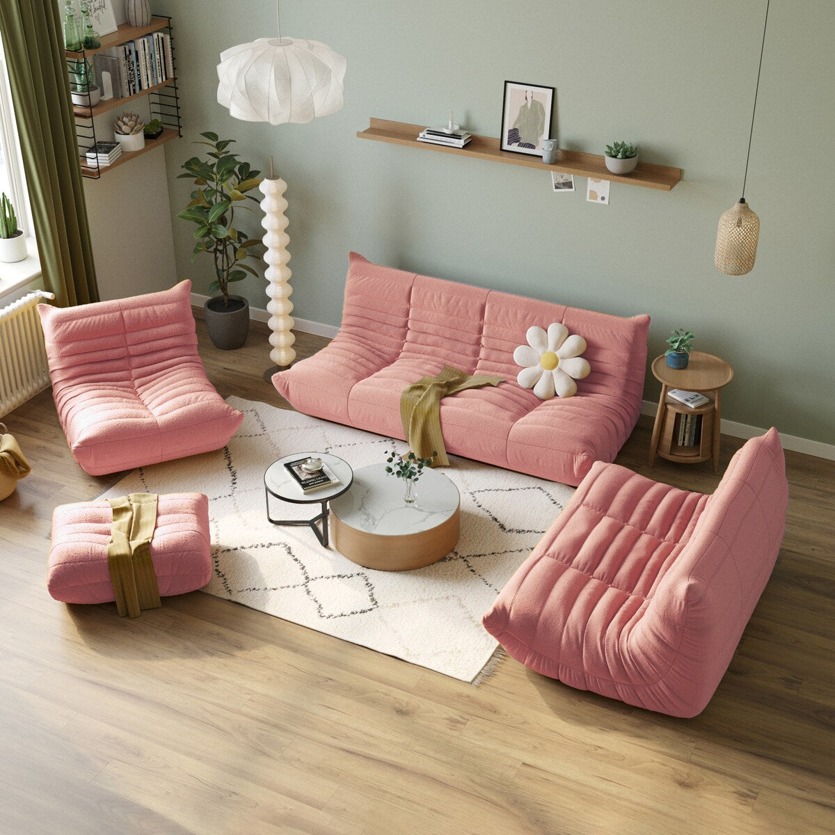 Teddy Velvet Sofa Bean Bag Couch Sets