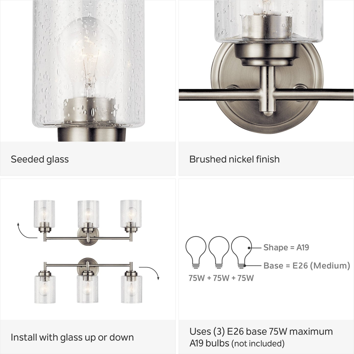 Kichler Lighting Winslow 3-light Brushed Nickel Bath Vanity Light