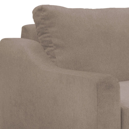 Tuba Sofa, Light Brown Polyester, Foam Cushions, Solid Pine Wood, 88 Inch