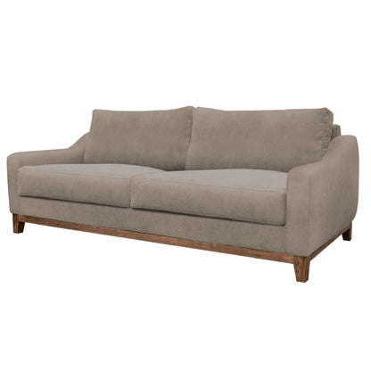 Tuba Sofa, Light Brown Polyester, Foam Cushions, Solid Pine Wood, 88 Inch