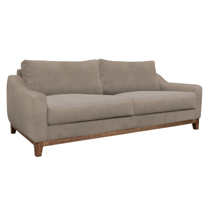 Tuba Sofa, Light Brown Polyester, Foam Cushions, Solid Pine Wood, 88 Inch