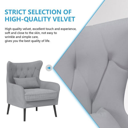 Tuft Velvet Thick Cushion Metal Loveseat