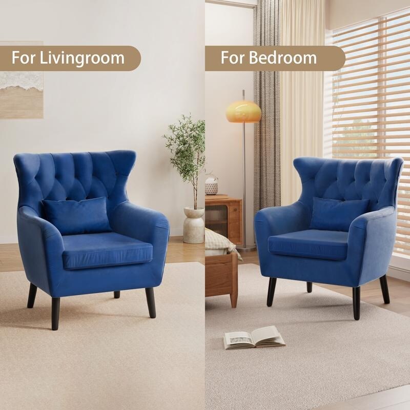 Tuft Velvet Thick Cushion Metal Loveseat