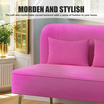 Tuft Velvet Thick Cushion Metal Loveseat