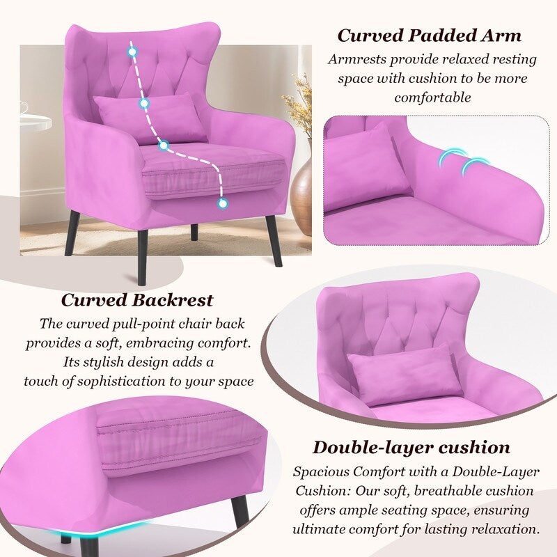 Tuft Velvet Thick Cushion Metal Loveseat