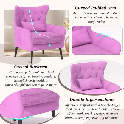 Tuft Velvet Thick Cushion Metal Loveseat