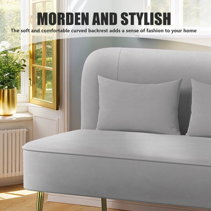 Tuft Velvet Thick Cushion Metal Loveseat