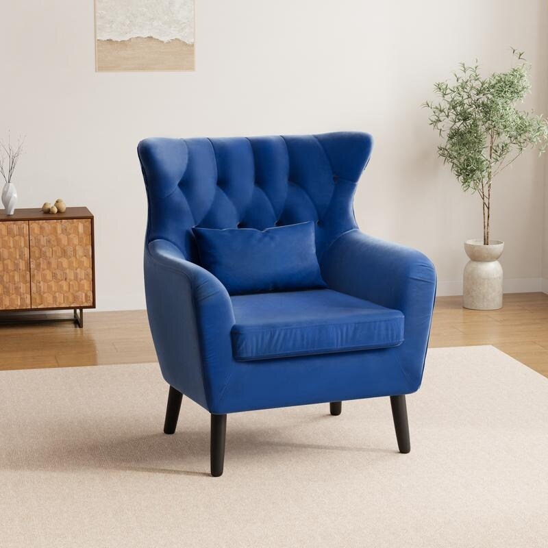 Tuft Velvet Thick Cushion Metal Loveseat