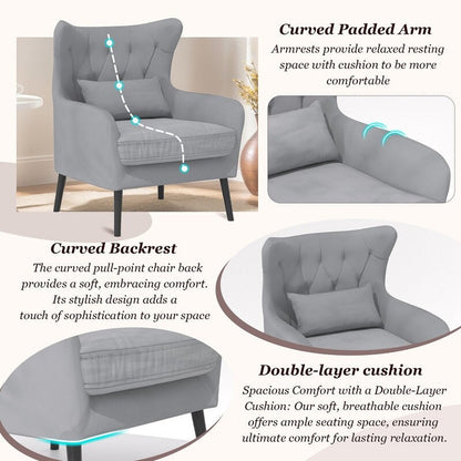 Tuft Velvet Thick Cushion Metal Loveseat