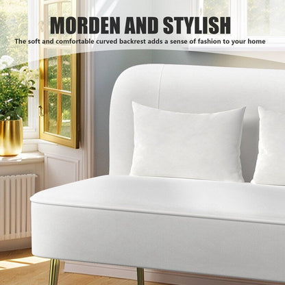 Tuft Velvet Thick Cushion Metal Loveseat