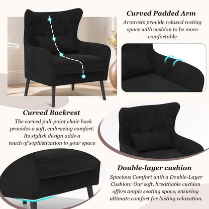 Tuft Velvet Thick Cushion Metal Loveseat
