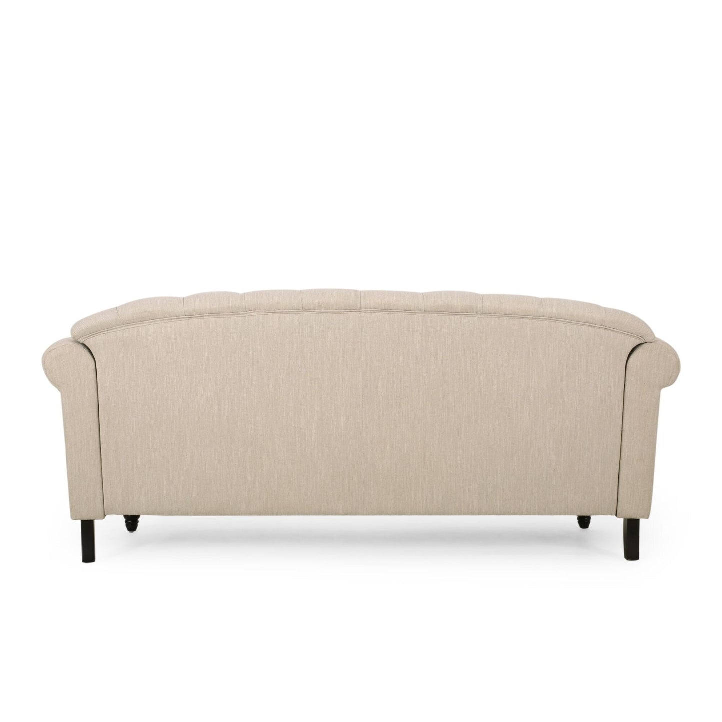 Tufted 3-seater Sofa with Nailhead and Wood Legs
