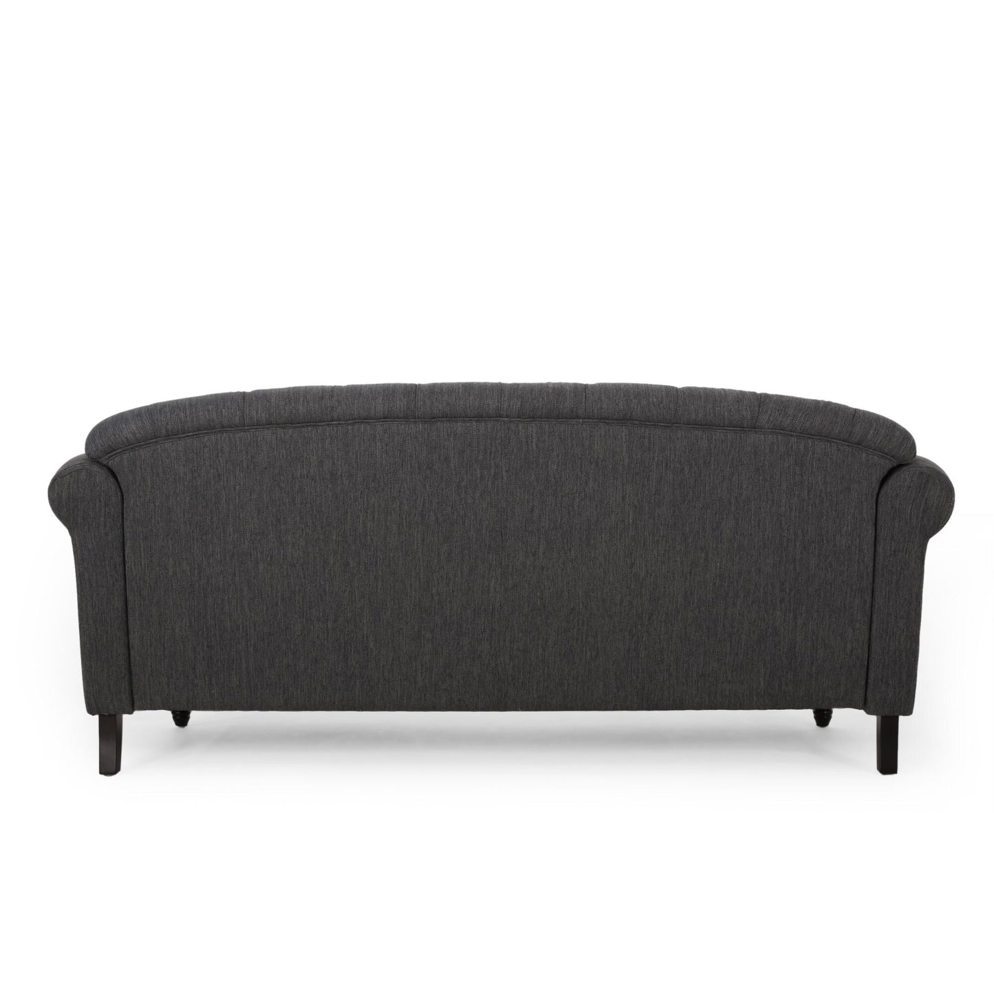 Tufted 3-seater Sofa with Nailhead and Wood Legs