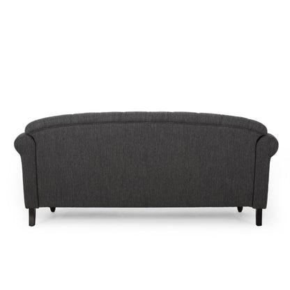 Tufted 3-seater Sofa with Nailhead and Wood Legs