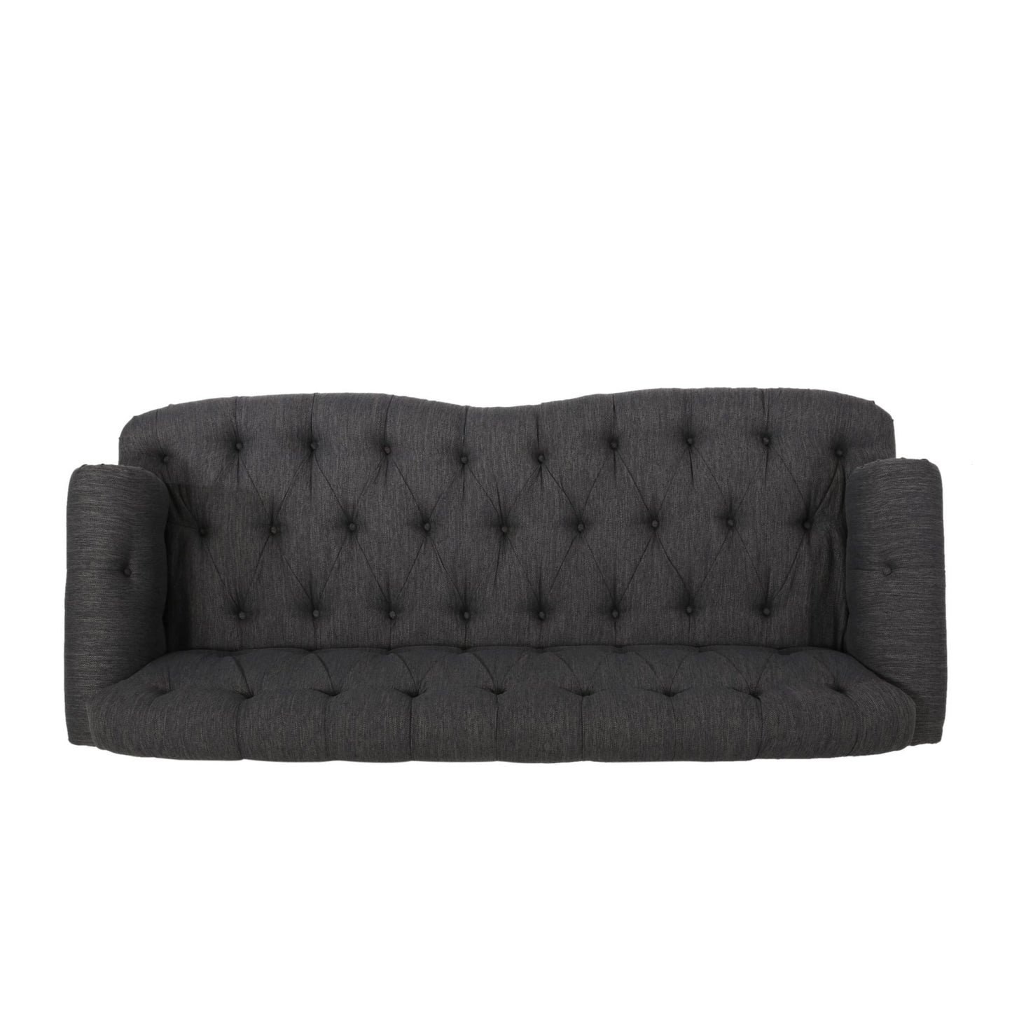 Tufted 3-seater Sofa with Nailhead and Wood Legs