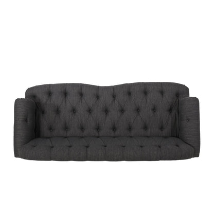 Tufted 3-seater Sofa with Nailhead and Wood Legs