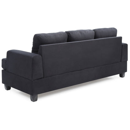 Tufted Microsuede Square Arm Straight Sofa - 79 - Black