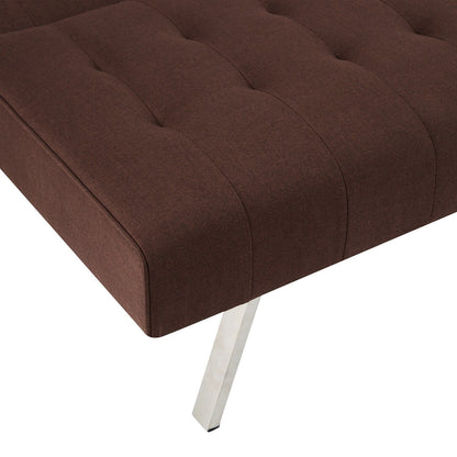 Tufted Mid-Century Modern Split Back Futon Sofa Couch Bed with Chrome Legs