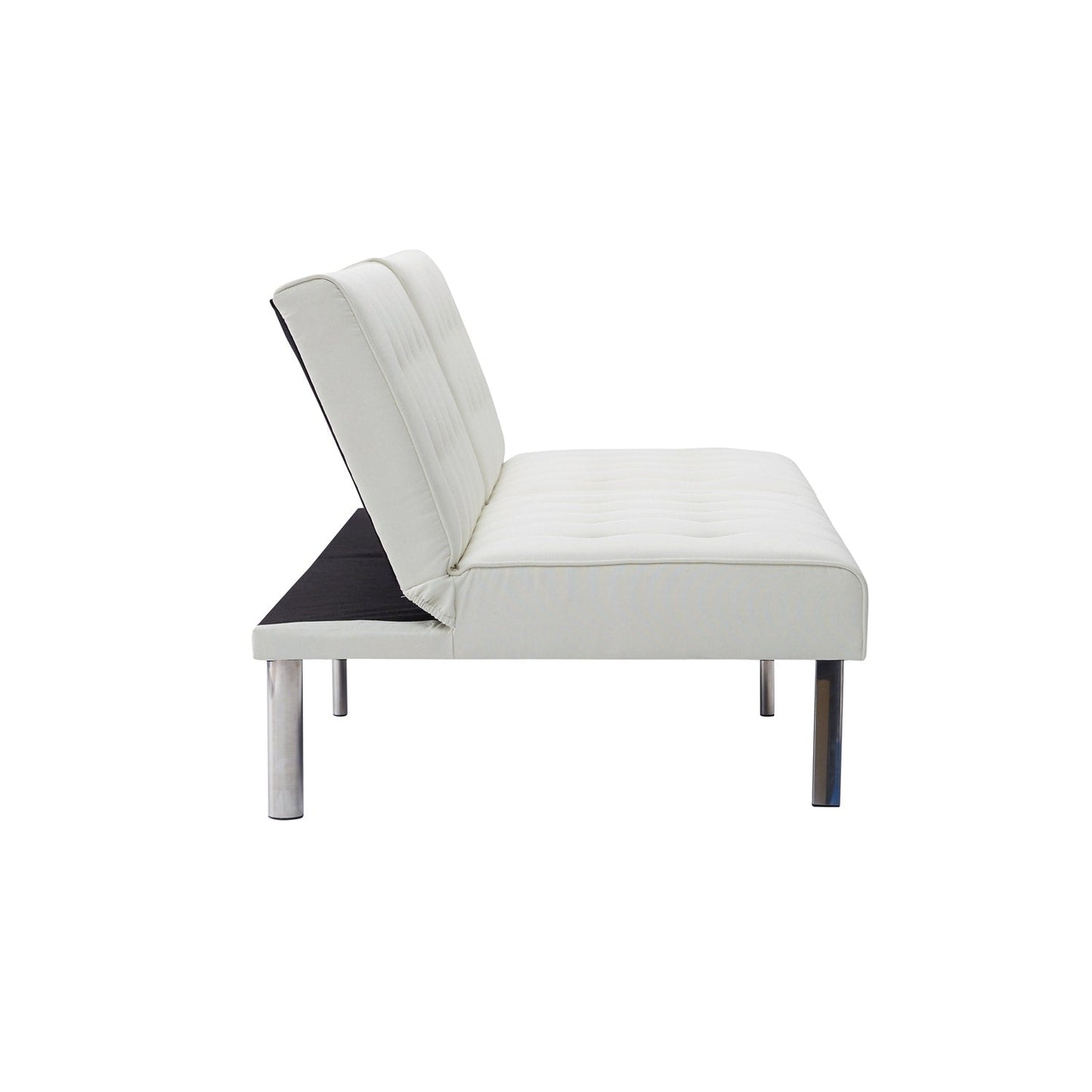 Tufted Mid-Century Modern Split Back Futon Sofa Couch Bed with Chrome Legs