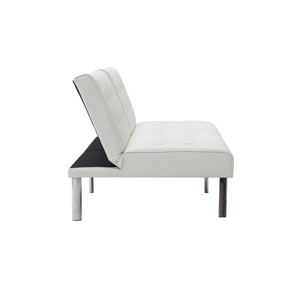 Tufted Mid-Century Modern Split Back Futon Sofa Couch Bed with Chrome Legs