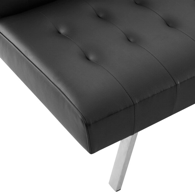 Tufted Mid-Century Modern Split Back Futon Sofa Couch Bed with Chrome Legs